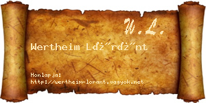 Wertheim Lóránt névjegykártya
